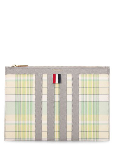 Small Striped Leather Document Holder - THOM BROWNE - Modalova