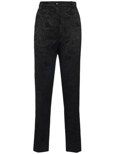 High Rise Jacquard Straight Pants - DOLCE & GABBANA - Modalova