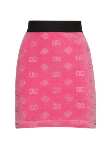 Cotton Chenille Jacquard Logo Mini Skirt - DOLCE & GABBANA - Modalova