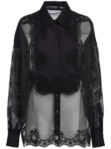 Silk Blend Organza & Lace Shirt - DOLCE & GABBANA - Modalova