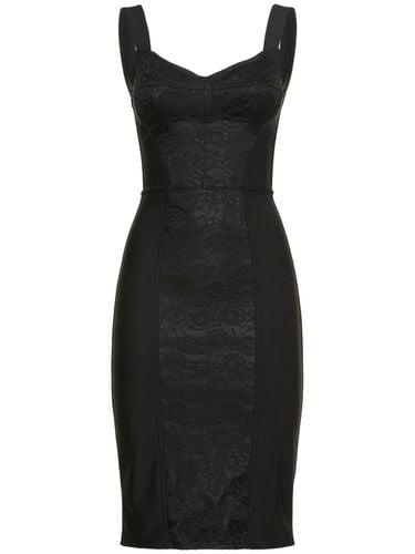 Lace & Satin Corset Midi Dress - DOLCE & GABBANA - Modalova