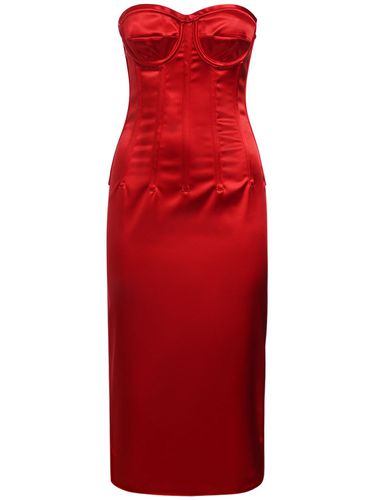 Stretch Satin Corset Midi Dress - DOLCE & GABBANA - Modalova