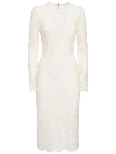 Lace Long Sleeve Midi Dress - DOLCE & GABBANA - Modalova