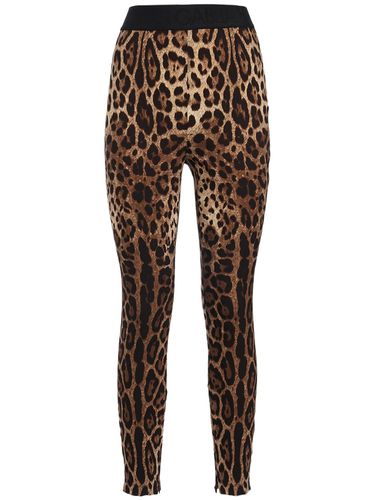 Leopard Print Jersey Leggings - DOLCE & GABBANA - Modalova