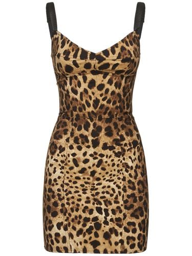 Leopard Print Satin Mini Dress - DOLCE & GABBANA - Modalova