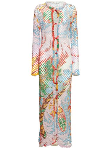 Multi Open Knit Linen Long Cardigan - ETRO - Modalova