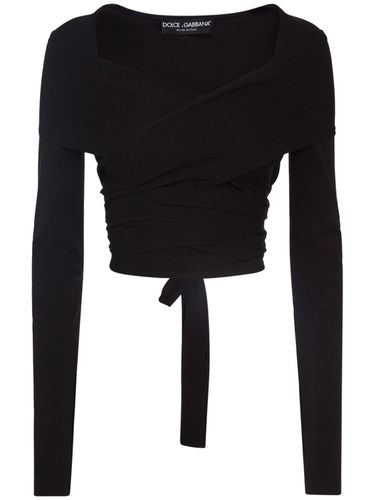 Stretch Jersey Punto Milano Wrap Top - DOLCE & GABBANA - Modalova