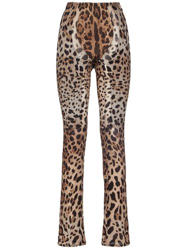 Leopard Print Stretch Straight Pants - DOLCE & GABBANA - Modalova