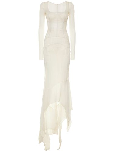 Silk Chiffon Long Corset Dress - DOLCE & GABBANA - Modalova