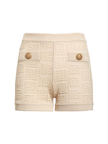 Shorts In Maglia Di Viscosa Monogram - BALMAIN - Modalova