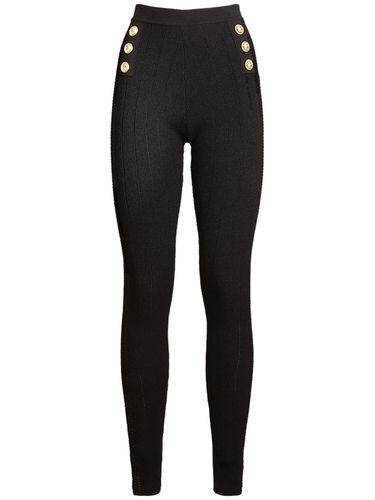 Knit High Waist Button Leggings - BALMAIN - Modalova