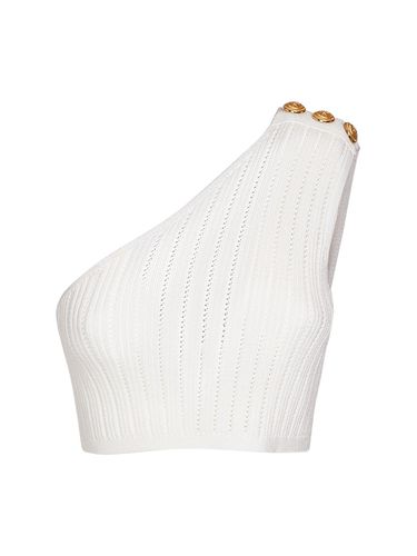 Asymmetric Ribbed Knit Crop Top - BALMAIN - Modalova