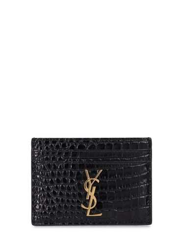 Monogram Leather Card Holder - SAINT LAURENT - Modalova