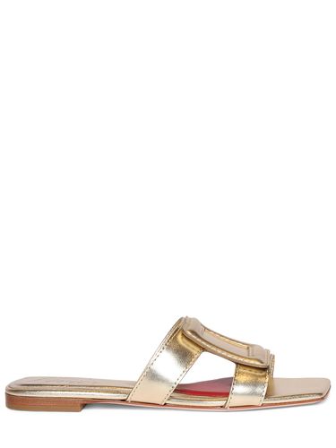 Mm Metallic Leather Flats Sandals - ROGER VIVIER - Modalova