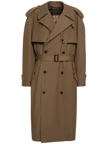 Oversized Wool & Cotton Trench Coat - BALENCIAGA - Modalova