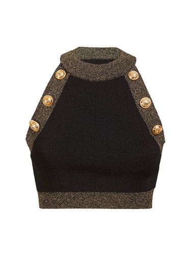 Sleeveless Viscose Knit Crop Top - BALMAIN - Modalova