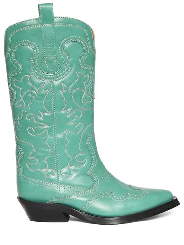 Mm Mid Shaft Embroidered Leather Boots - GANNI - Modalova