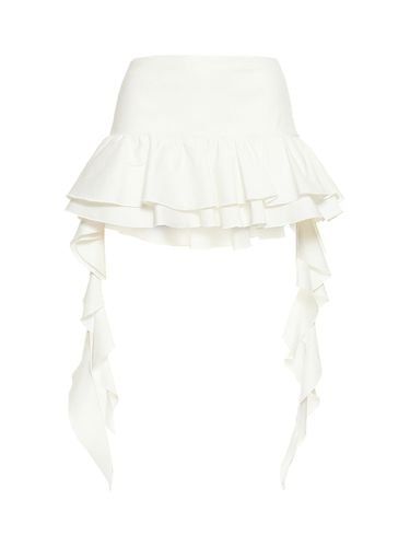 Cotton Blend Crepe Ruffle Mini Skirt - BLUMARINE - Modalova