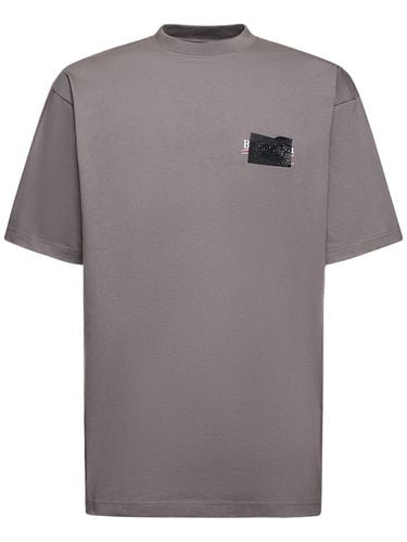 Taped Logo Cotton T-shirt - BALENCIAGA - Modalova