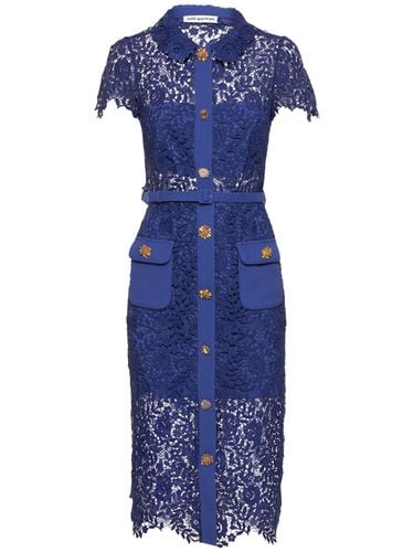 Cobalt Rose Lace Buttoned Midi Dress - SELF-PORTRAIT - Modalova