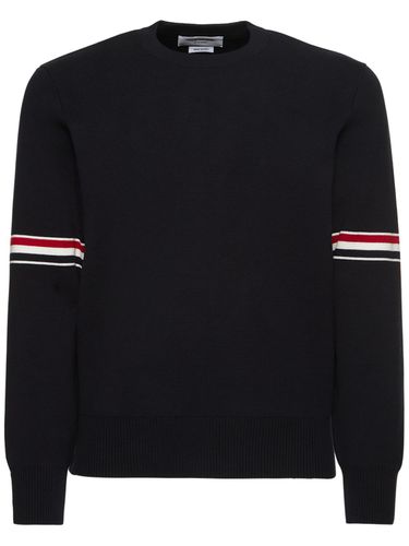 Milano Stitch Crewneck Cotton Sweater - THOM BROWNE - Modalova