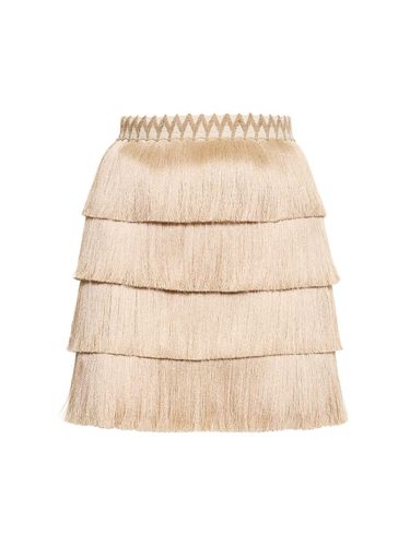 Metallic Knit Fringed Mini Skirt - PATBO - Modalova