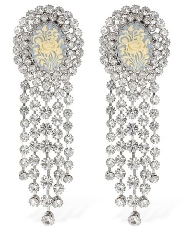 Rose Cameo Earrings W/ Crystal Fringes - ALESSANDRA RICH - Modalova