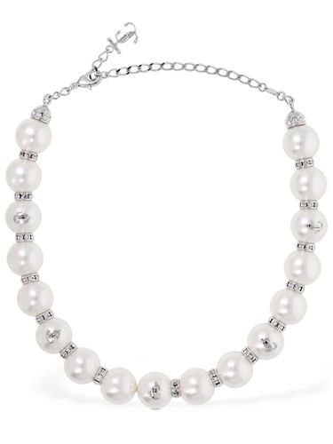 Imitation Pearl & Crystal Choker - JIMMY CHOO - Modalova