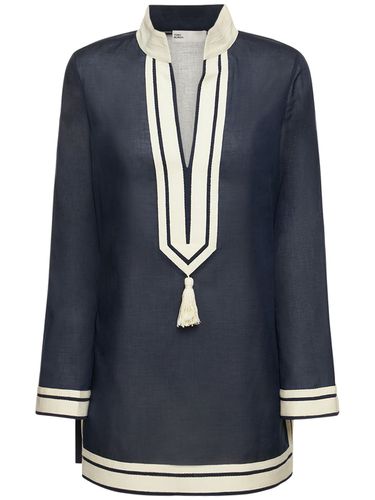 Solid Tory Tunic Cotton Shirt - TORY BURCH - Modalova