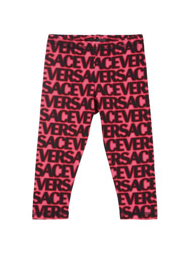 Leggings De Jersey De Algodón Estampados - VERSACE - Modalova