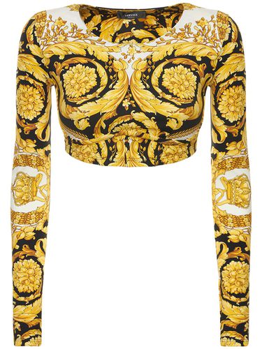 Barocco Tech Jersey Long Sleeve Top - VERSACE - Modalova