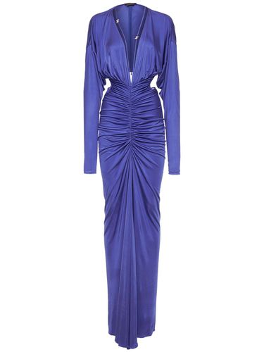 Deep V Neck Cutout Jersey Long Dress - ZUHAIR MURAD - Modalova