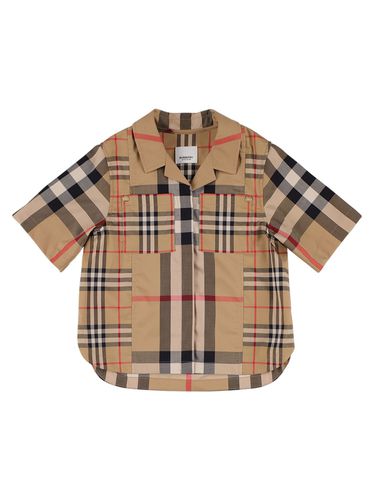 Camisa De Algodón Popelina Con Estampado - BURBERRY - Modalova