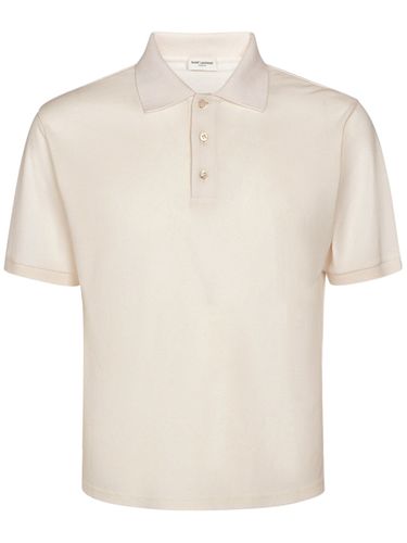 Cassandre Cotton Blend Polo Shirt - SAINT LAURENT - Modalova