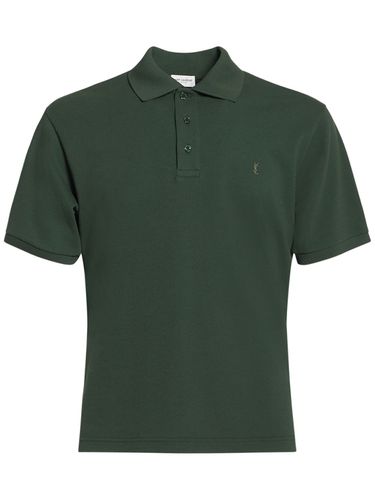 Cassandre Cotton Blend Polo Shirt - SAINT LAURENT - Modalova