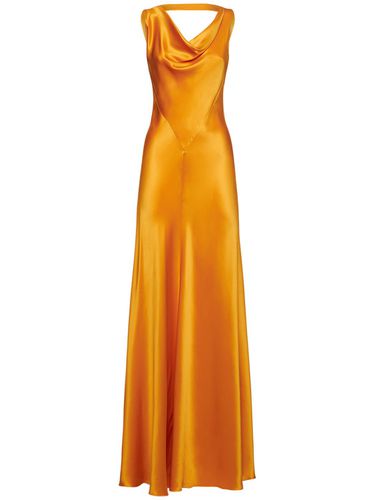 Drop Neck Silk Satin Slip Midi Dress - ALBERTA FERRETTI - Modalova