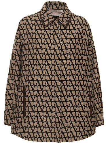 Logo Jacquard Canvas Shirt Jacket - VALENTINO - Modalova