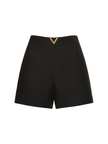 V Metal Wool & Silk Crepe Mini Shorts - VALENTINO - Modalova