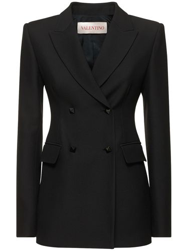 Double Breast Wool & Silk Crepe Blazer - VALENTINO - Modalova