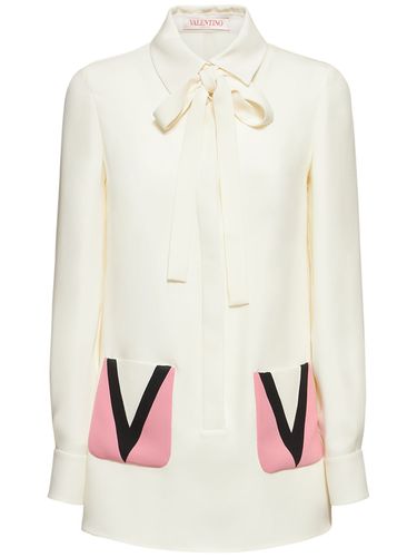 Silk Cady Logo Pocket Mini Dress - VALENTINO - Modalova