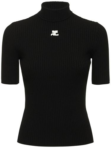 Knit Viscose Blend Logo Top - COURREGES - Modalova