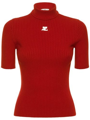 Knit Viscose Blend Logo Top - COURREGES - Modalova