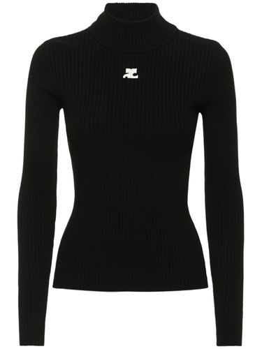 Knit Viscose Blend Logo Jumper - COURREGES - Modalova