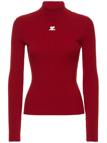 Knit Viscose Blend Logo Top - COURREGES - Modalova