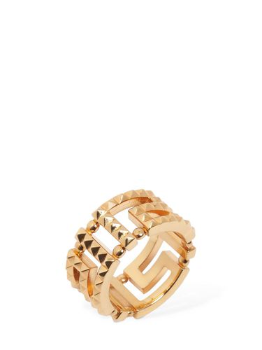 Studded Greek Motif Band Ring - VERSACE - Modalova