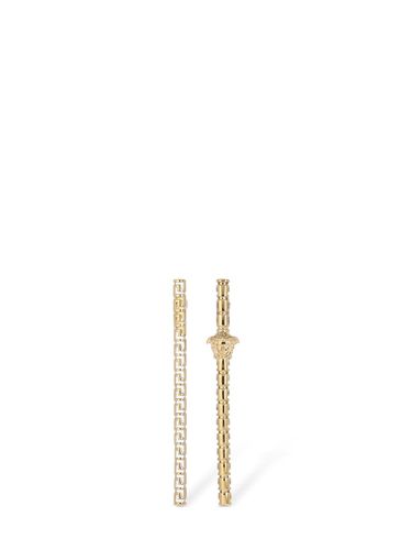 Greek Motif Asymmetric Earrings - VERSACE - Modalova