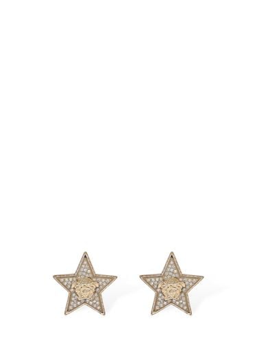 Star & Crystal Medusa Stud Earrings - VERSACE - Modalova