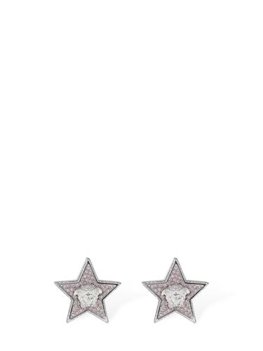 Star & Crystal Medusa Stud Earrings - VERSACE - Modalova