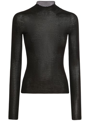 Seamless Rib Knit Turtleneck Sweater - VERSACE - Modalova