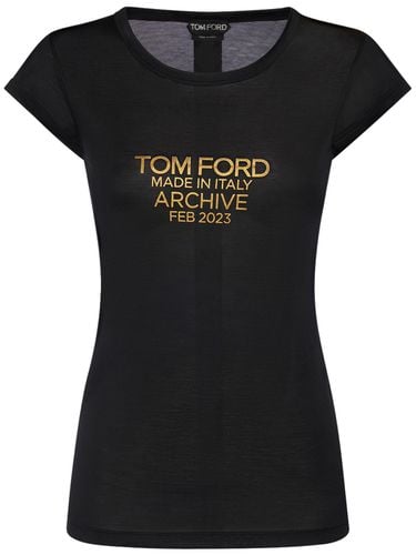 Logo Print Silk T-shirt - TOM FORD - Modalova